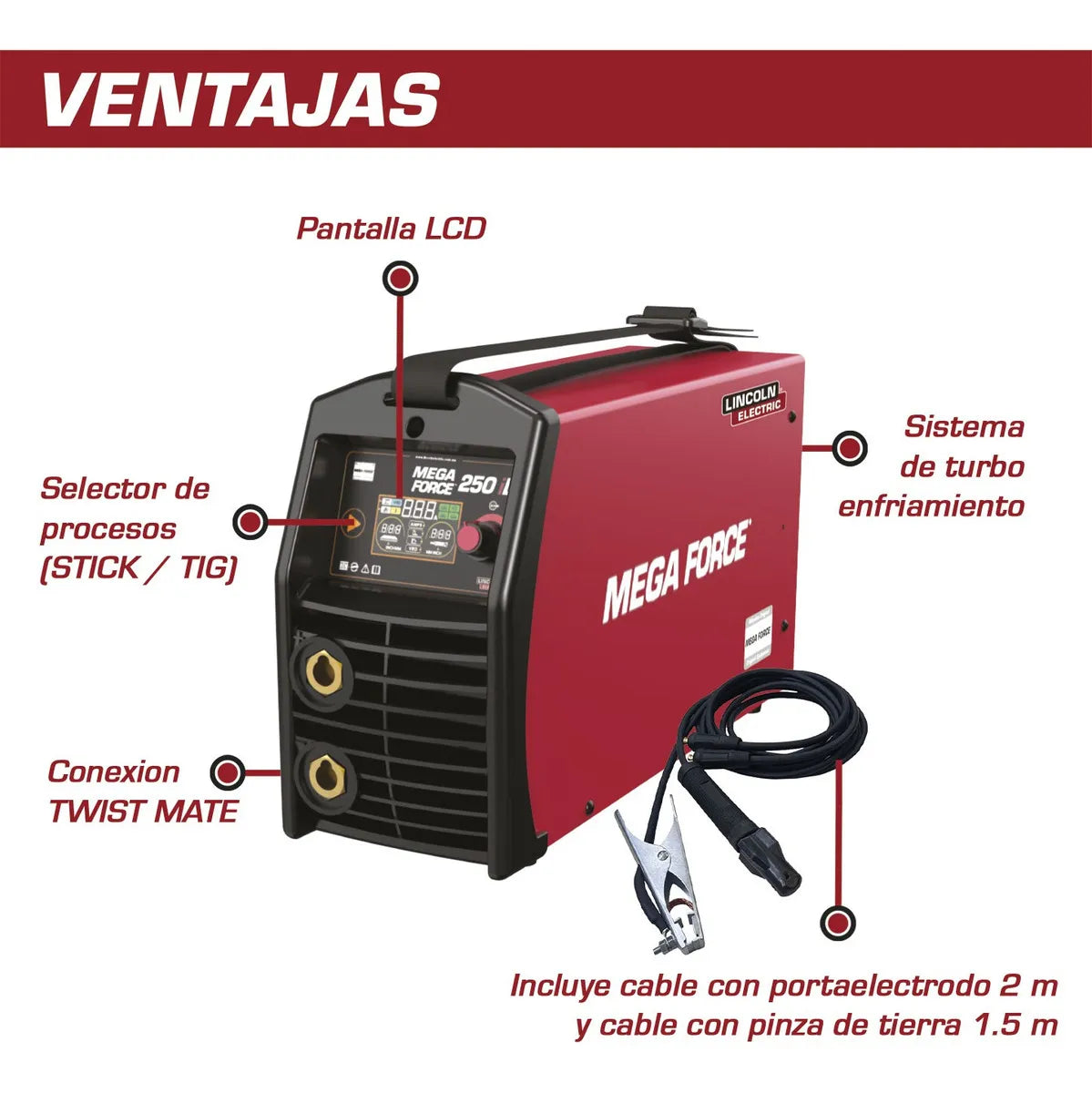 Mega Force 250iD | Inversora de Electrodo y TIG DC Profesional